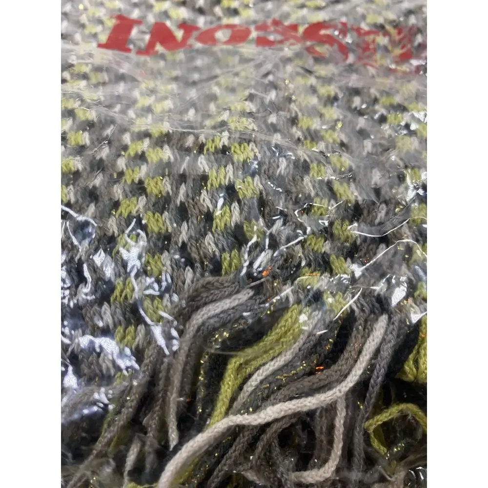 Missoni Knit Scarf w/ Lurex Black/Yellow/Gray NEW
